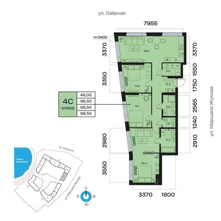 4-к кв. Башкортостан, Уфа Сипайлово жилрайон, Атлантис жилой комплекс ... - Фото 1