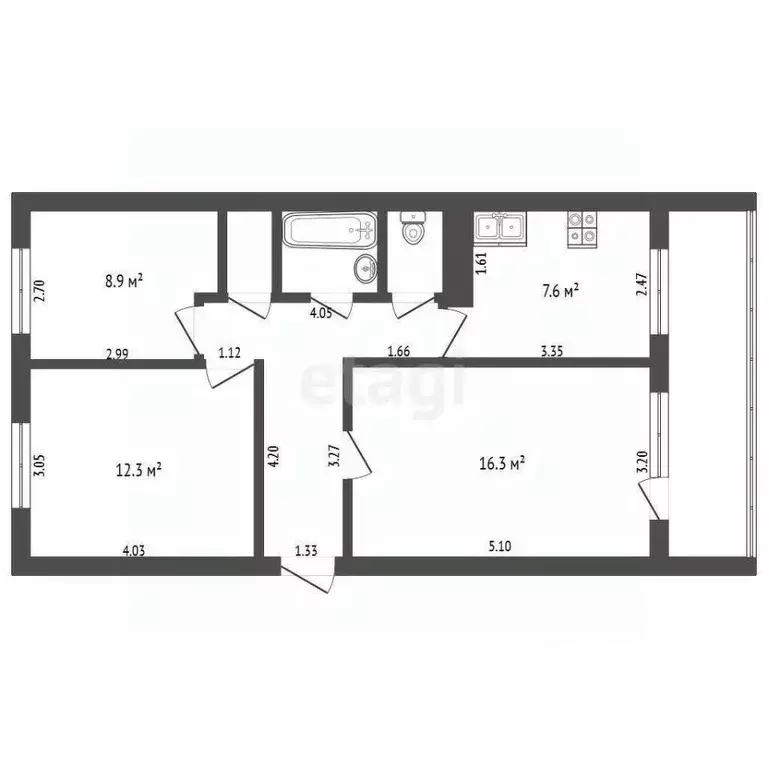 3-к кв. Тюменская область, Тюменский муниципальный округ, пос. ... - Фото 2