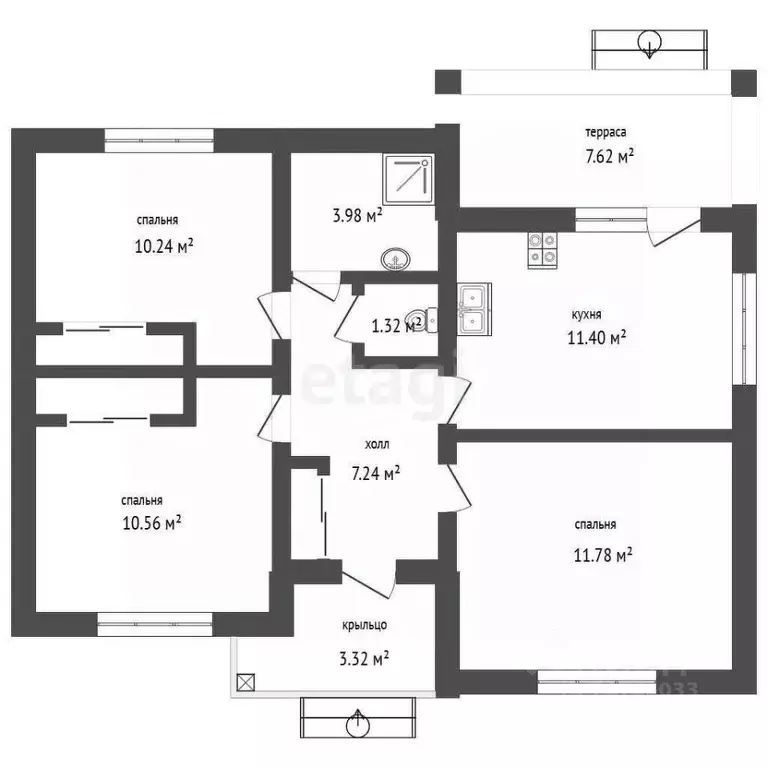 Дом в Крым, Сакский район, с. Уютное ул. Береговая, 3 (60 м) - Фото 2