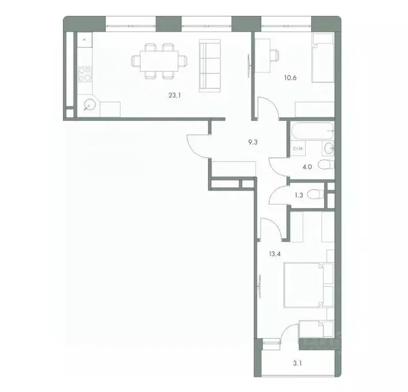 2-к кв. Ханты-Мансийский АО, Ханты-Мансийск Красноармейская ул., 45 ... - Фото 0