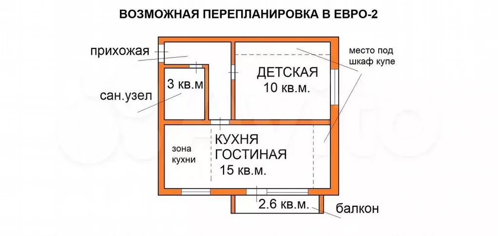 1-к. квартира, 32 м, 5/5 эт. - Фото 1