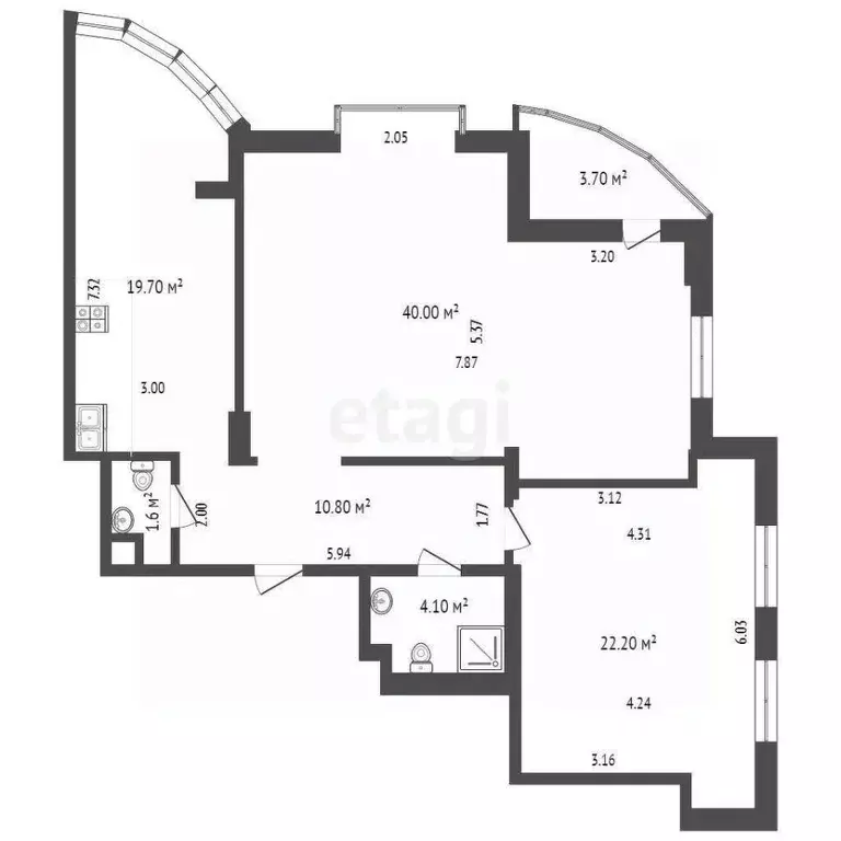 2-к кв. Тюменская область, Тюмень ул. Максима Горького, 68 (98.4 м) - Фото 2