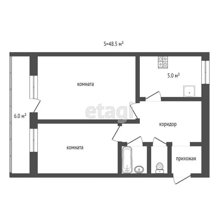 2-комнатная квартира: Тюмень, Советская улица, 95 (47 м) - Фото 1