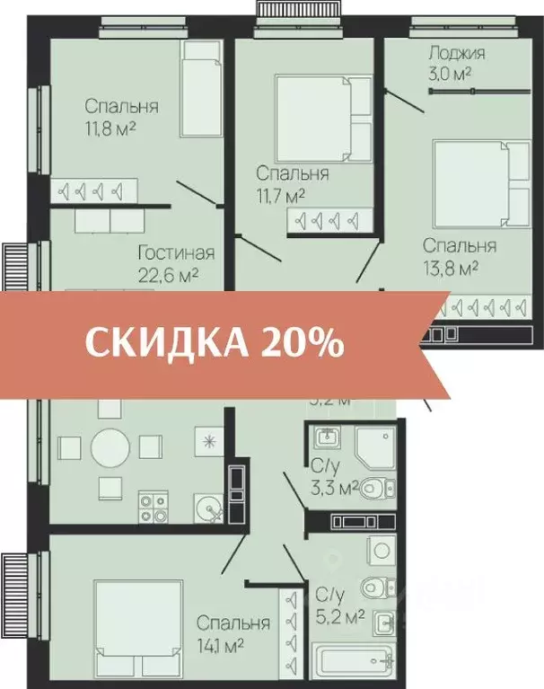 4-к кв. Нижегородская область, Нижний Новгород ул. Белинского, 23 ... - Фото 1