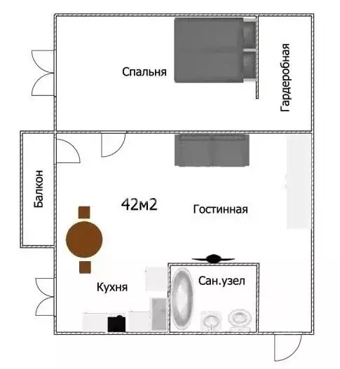 2-к кв. Томская область, Томск ул. Дзержинского, 57 (42.0 м) - Фото 2