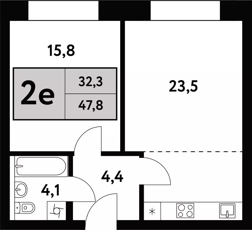 2-к квартира, 49 м - Фото 0