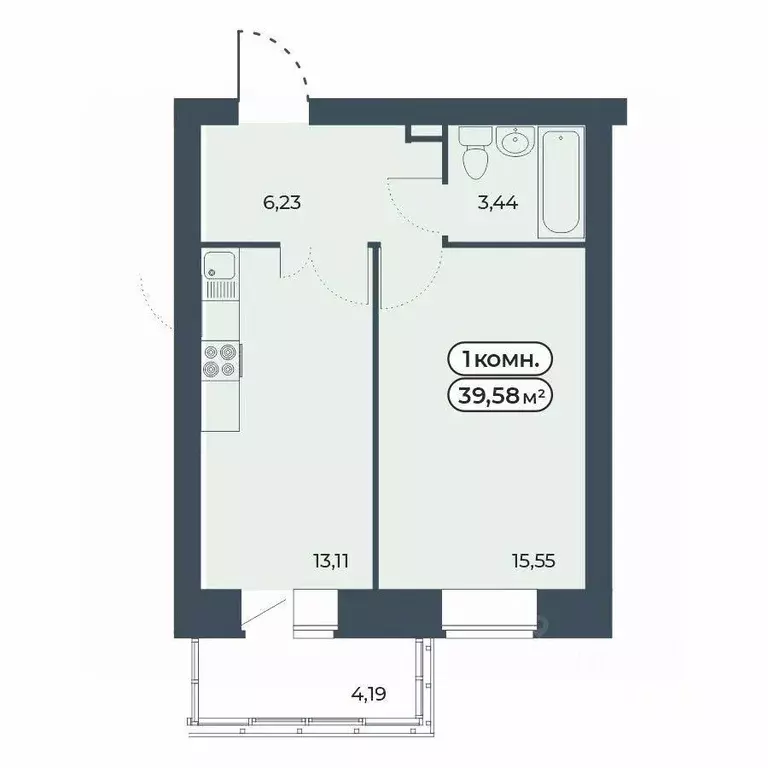 1-к кв. Красноярский край, Красноярск ул. Светлова, 25/1 (39.58 м) - Фото 1