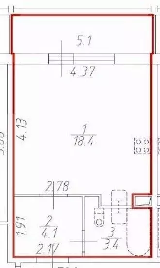 Студия Санкт-Петербург ул. Среднерогатская, 14к1 (29.07 м) - Фото 0