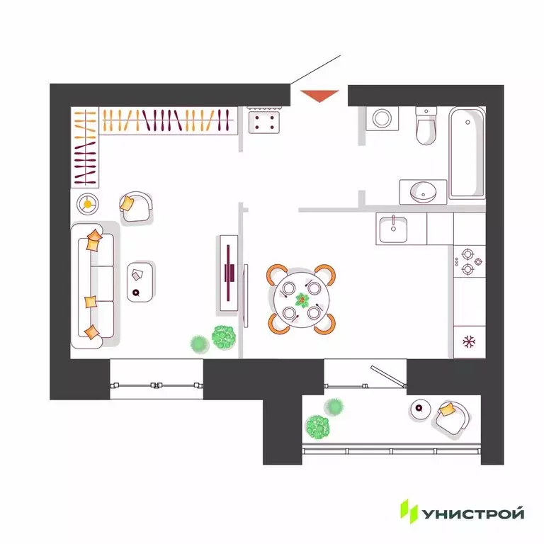 1-комнатная квартира: Тольятти, микрорайон Калина (35.22 м) - Фото 1