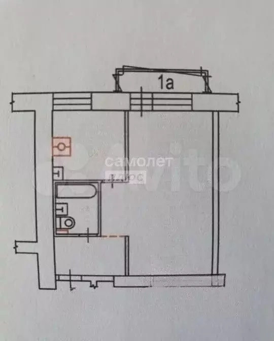 1-к. квартира, 32,6 м, 5/9 эт. - Фото 0