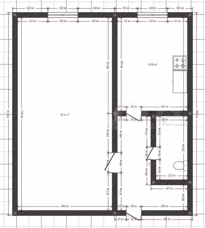 1-к. квартира, 30 м, 4/4 эт. - Фото 0