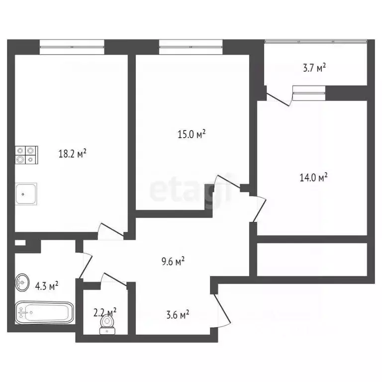 2-к кв. Тюменская область, Тюменский муниципальный округ, д. Дербыши ... - Фото 2