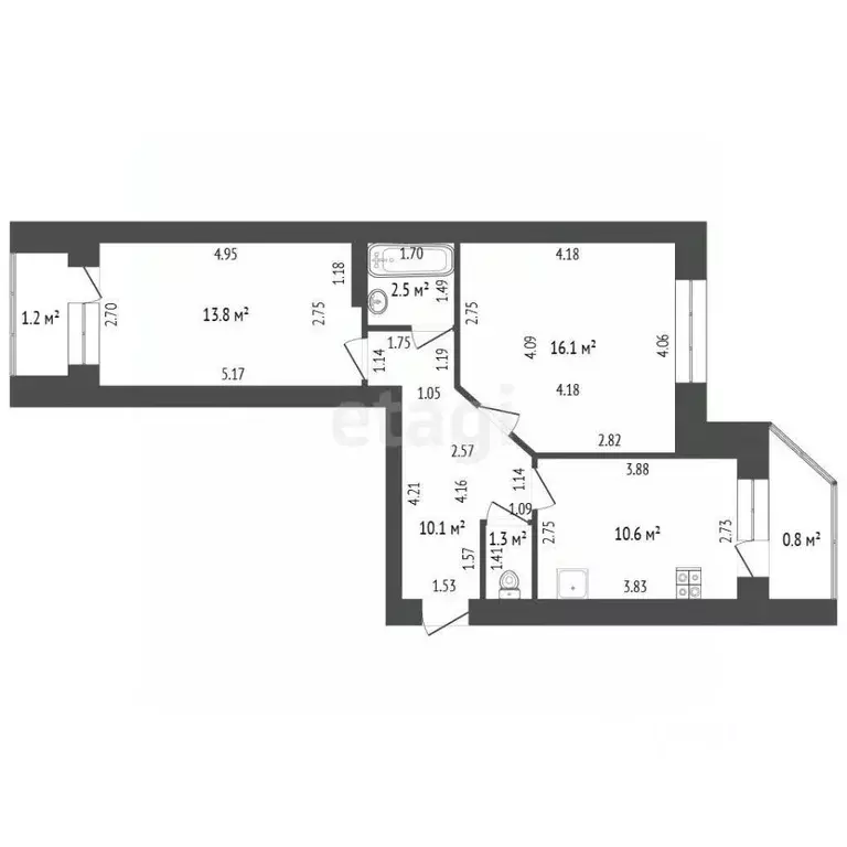 2-к кв. Мордовия, Саранск ул. Попова, 64к1 (54.4 м) - Фото 1
