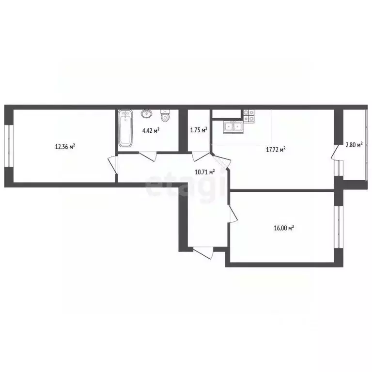 2-к кв. Калининградская область, Калининград Артиллерийская ул., 87 ... - Фото 2