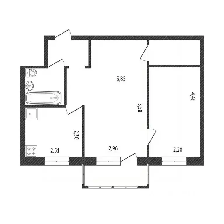 2-к кв. Белгородская область, Белгород ул. Князя Трубецкого, 26 (45.0 ... - Фото 1