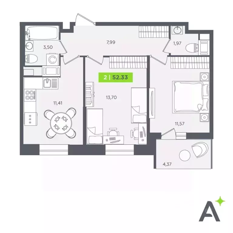 2-к кв. Ленинградская область, Кудрово г. Всеволожский район, ... - Фото 1