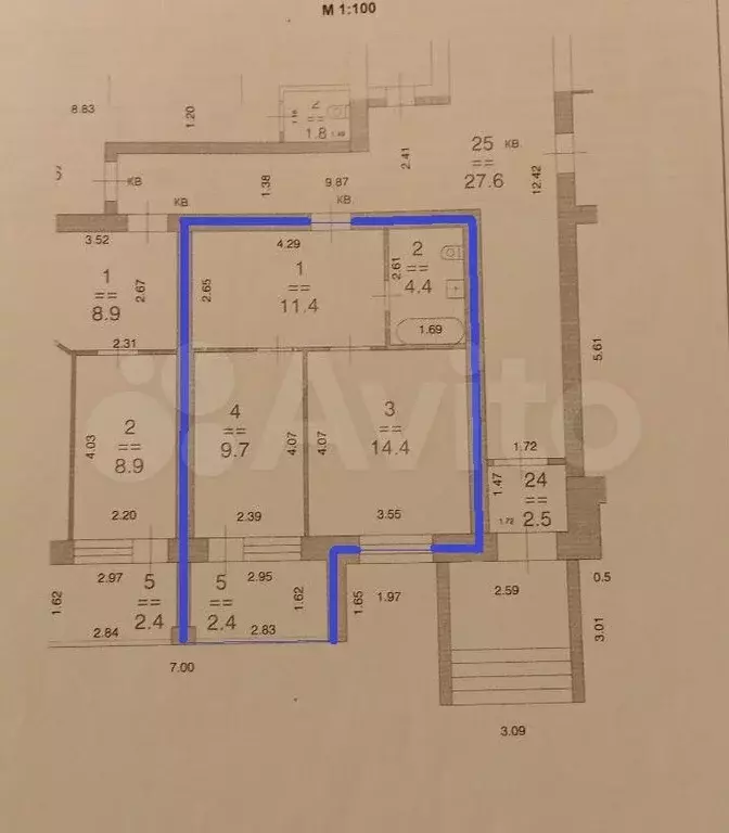 1-к. квартира, 39,9 м, 1/7 эт. - Фото 0