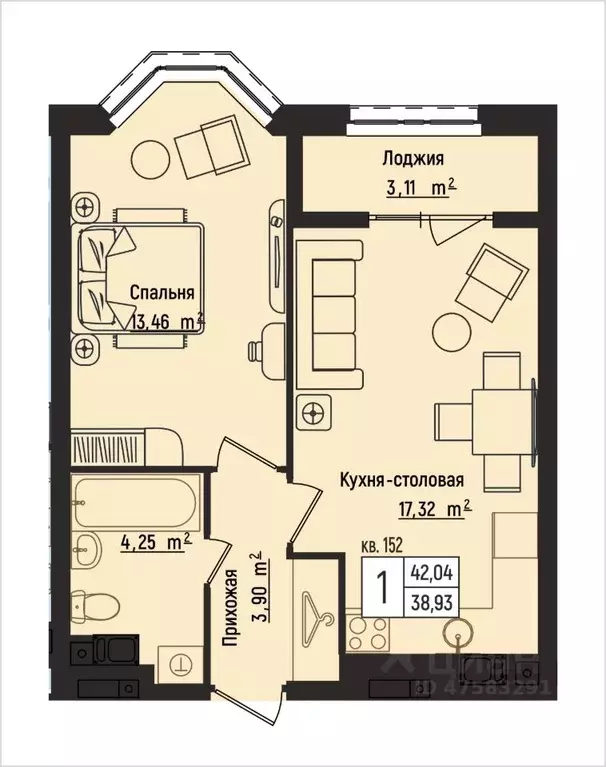 1-к кв. Нижегородская область, Нижний Новгород Литературная ул., 5 ... - Фото 1