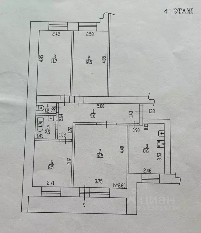 4-к кв. Алтайский край, Барнаул ул. Матросова, 3А (71.1 м) - Фото 2