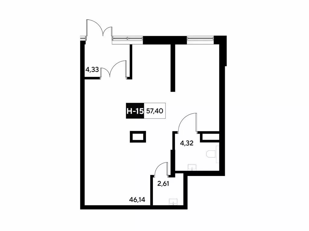 Офис (57.4 м) - Фото 1