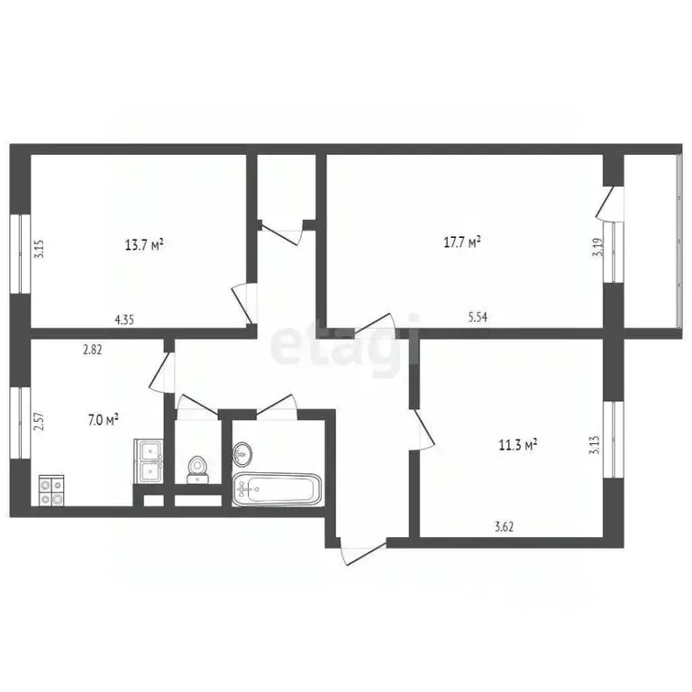 3-к кв. Ямало-Ненецкий АО, Муравленко ул. Ленина, 125 (67.0 м) - Фото 2