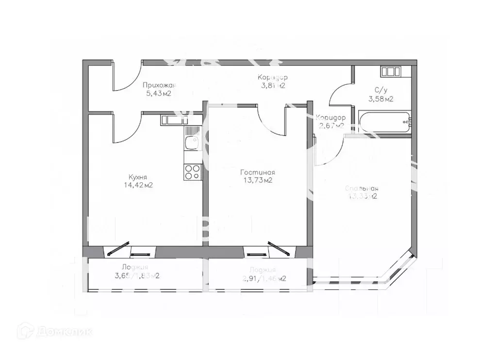 Продаётся 2-к квартира, 60.26 м - Фото 1