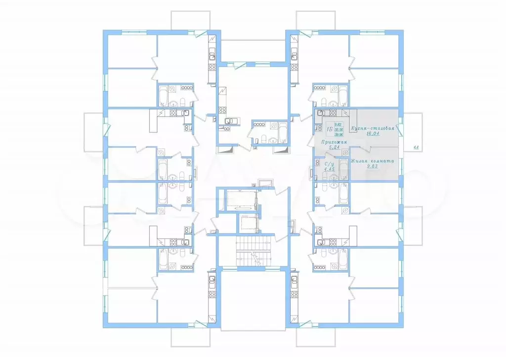 1-к. квартира, 40 м, 6/16 эт. - Фото 1