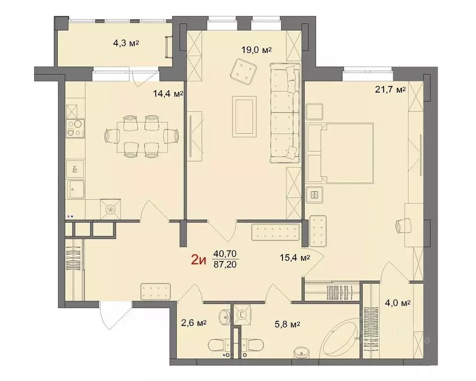 2-к кв. Владимирская область, Владимир Манежный туп., 2 (87.2 м) - Фото 1