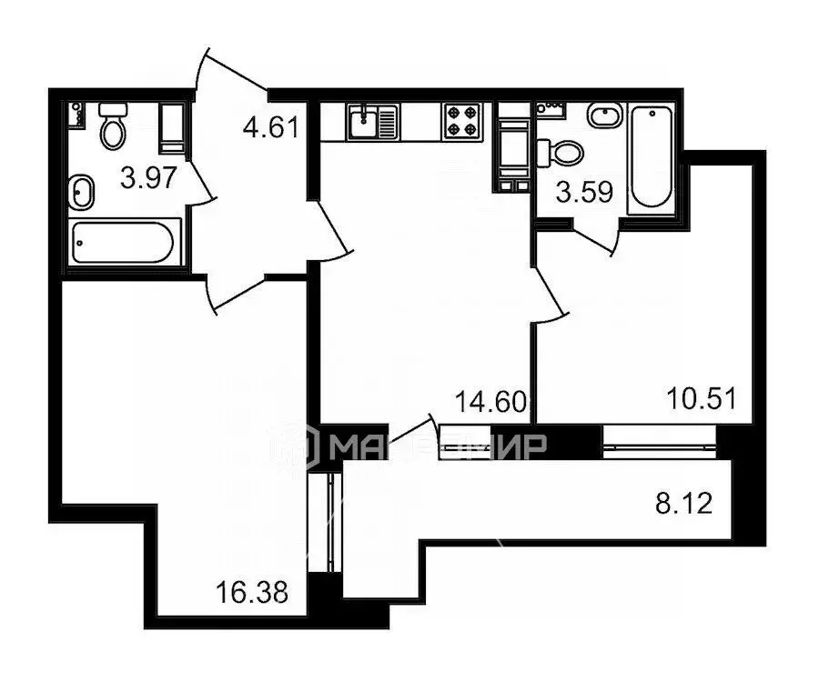 2-комнатная квартира: Санкт-Петербург, улица Невзоровой, 9 (52.7 м) - Фото 1
