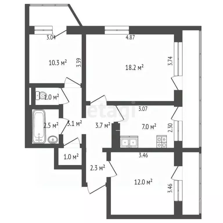 3-к кв. Севастополь ул. Циолковского, 9 (61.1 м) - Фото 1