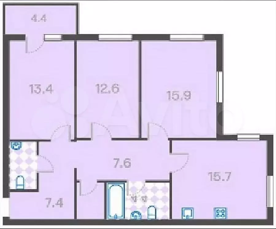 3-к. квартира, 83 м, 2/4 эт. - Фото 0