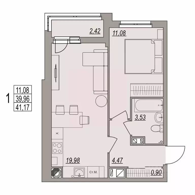 1-к кв. Волгоградская область, Волгоград ул. Дымченко, 9 (41.17 м) - Фото 1