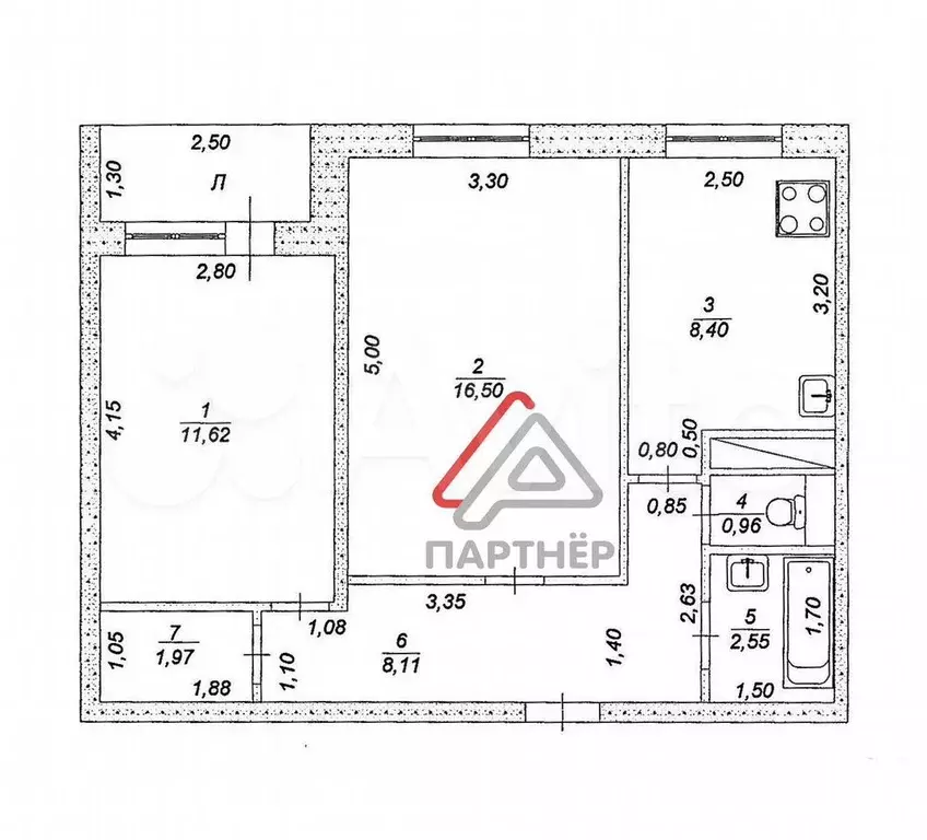 2-к. квартира, 50,1 м, 4/5 эт. - Фото 0