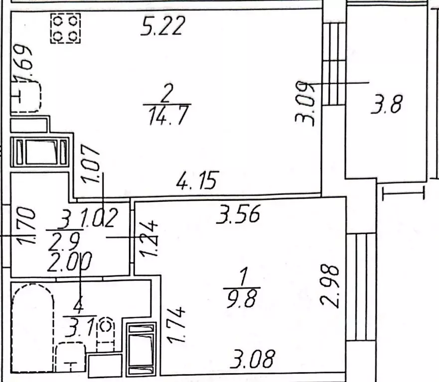 1-к кв. Санкт-Петербург Железнодорожный просп., 14к1 (30.5 м) - Фото 2