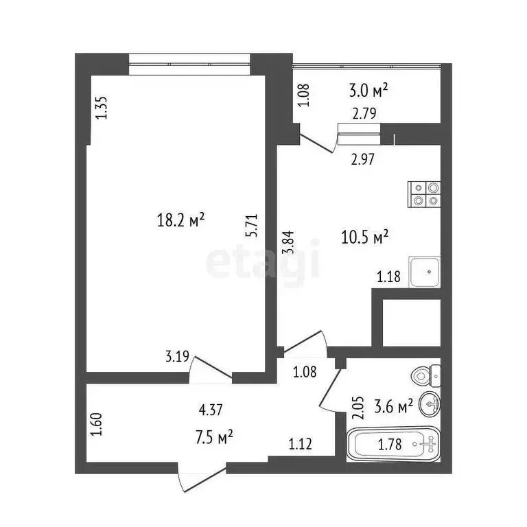 1-комнатная квартира: Самара, Революционная улица, 101В (39.8 м) - Фото 0