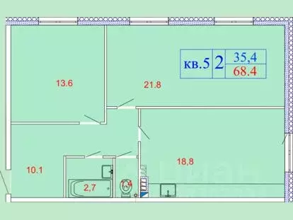 2-к кв. Ленинградская область, Гатчина пер. Банный (68.4 м) - Фото 0