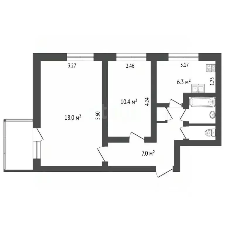 2-к кв. Архангельская область, Новодвинск ул. Мира, 7А (45.5 м) - Фото 2