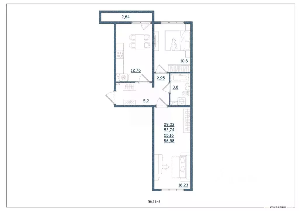 2-к кв. Тверская область, Тверь Новочеркасская ул., 48 (56.58 м) - Фото 1