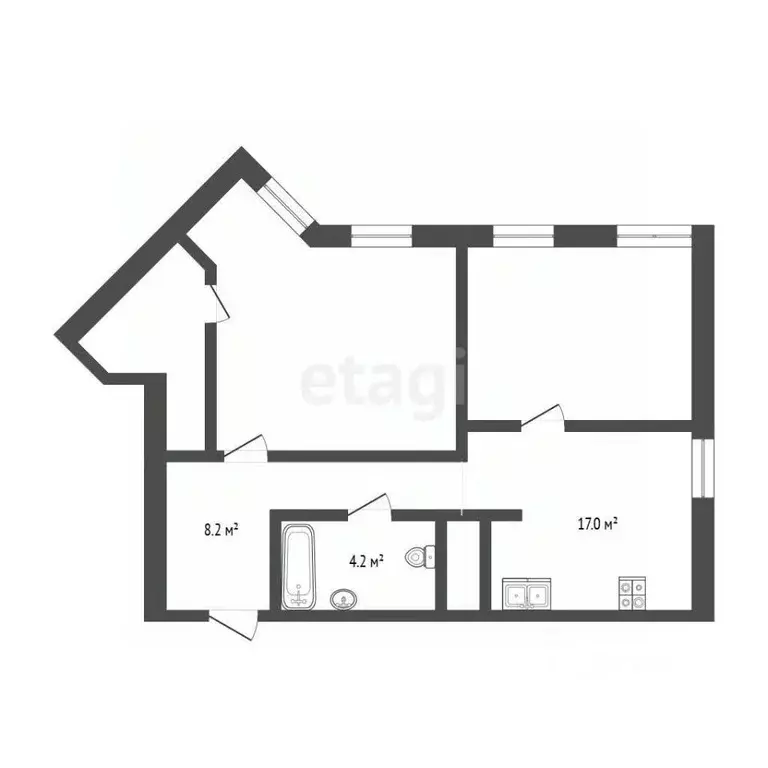 2-к кв. Тюменская область, Тюмень Новгородская ул., 1 (62.0 м) - Фото 2