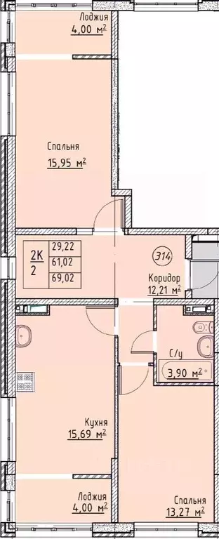 2-к кв. Ставропольский край, Ставрополь № 10 мкр, Квартал 204 жилой ... - Фото 0