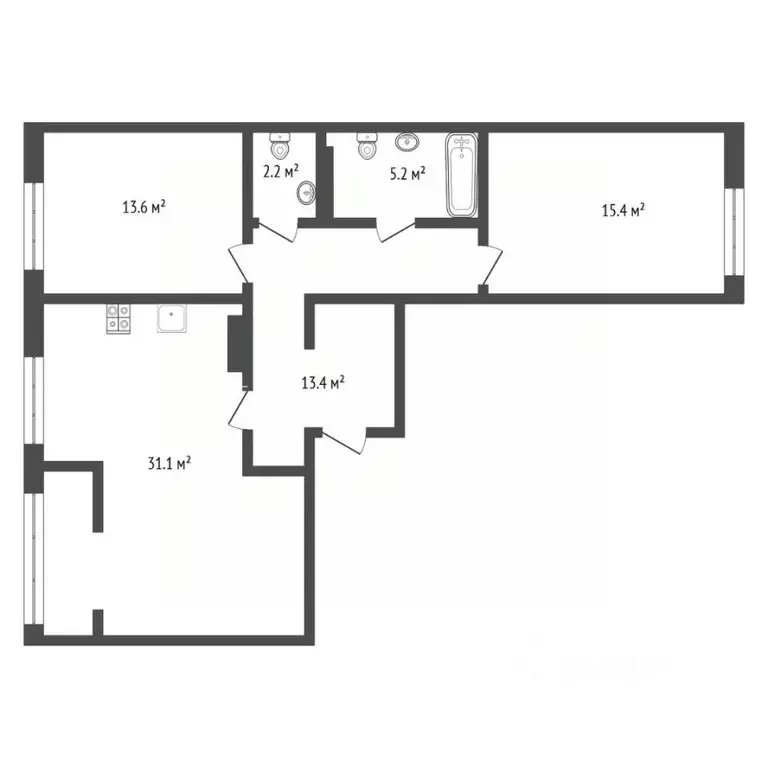 2-к кв. Тюменская область, Тюмень ул. Газовиков, 34 (80.9 м) - Фото 1