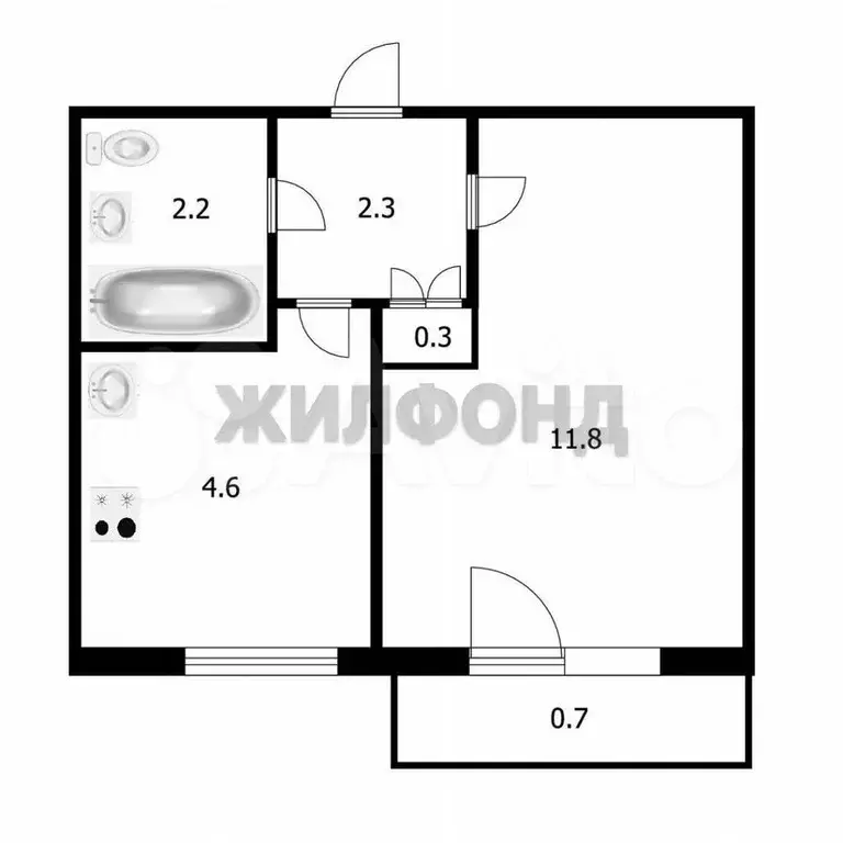 1-к. квартира, 21,9 м, 2/5 эт. - Фото 0