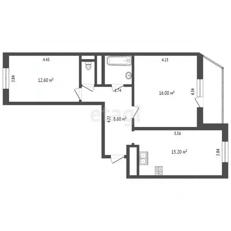 2-к кв. Московская область, Балашиха ул. Дмитриева, 2 (61.1 м) - Фото 1