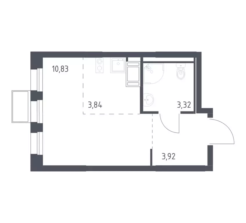Квартира-студия: деревня Коробово, улица Авиаторов, 10 (21.5 м) - Фото 1