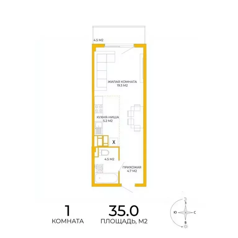 1-к кв. Пензенская область, Пенза ул. Яшиной, 5 (35.0 м) - Фото 0