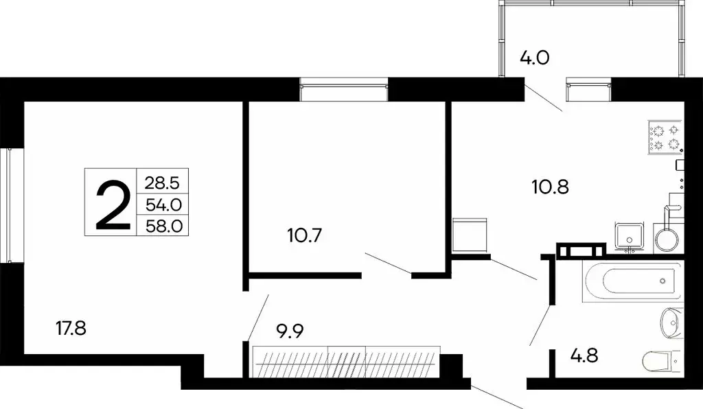 2-комнатная квартира: Феодосия, Симферопольское шоссе, 48к1 (58 м) - Фото 0