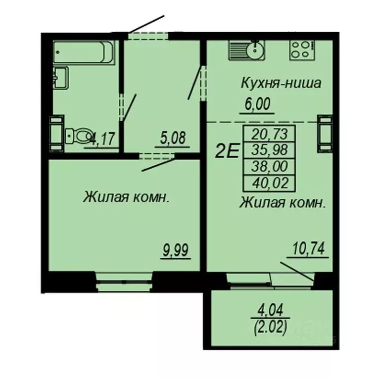 2-к кв. хабаровский край, хабаровск южный мкр, ул. рокоссовского (38.0 . - Фото 0