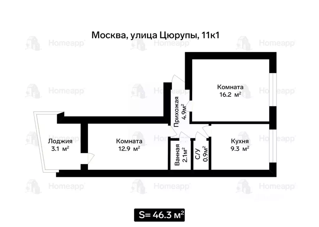 2-к кв. Москва ул. Цюрупы, 11К1 (46.3 м) - Фото 2