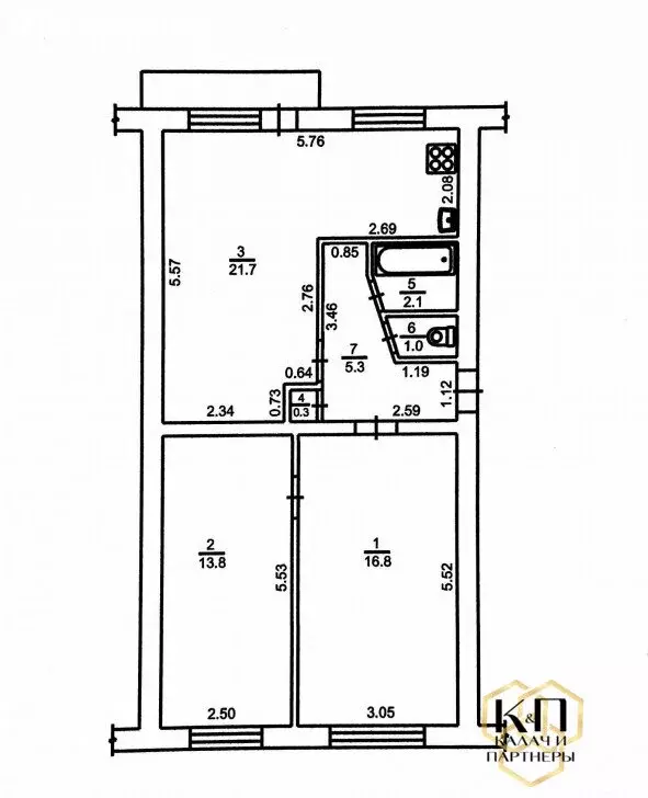 3-комнатная квартира: Полевской, Коммунистическая улица, 44 (61 м) - Фото 1