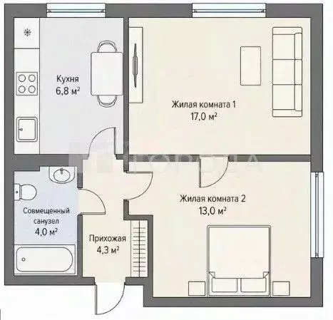 2-к кв. Алтайский край, Барнаул Брестская ул., 6 (41.0 м) - Фото 2
